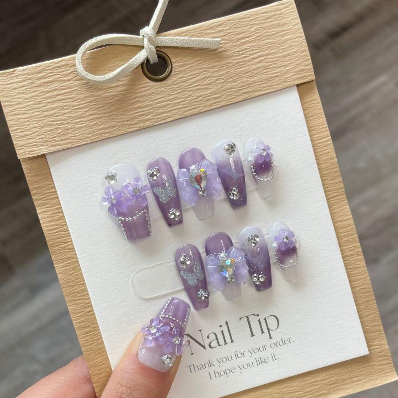 Purple Pure Nails style Manicure Nail Stickers with Glue for Cutics