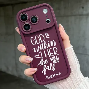 Psalm 46 5 Christian Phone Case for iPhone 17 16 15 14 13 12 11 Pro Max Plus Air God Is Within Her Quote Faith Shockproof Full Coverage Camera Protection Soft Silicone Cover Durable Shell Trendy Gift TYJT260409020 Rustic cute