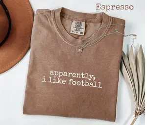 Comfort Colors Apparently I Like Football Graphic T-Shirt, Funny Sports Fan Tee, Game Day TShirt, Gift for Her, Women's Tee