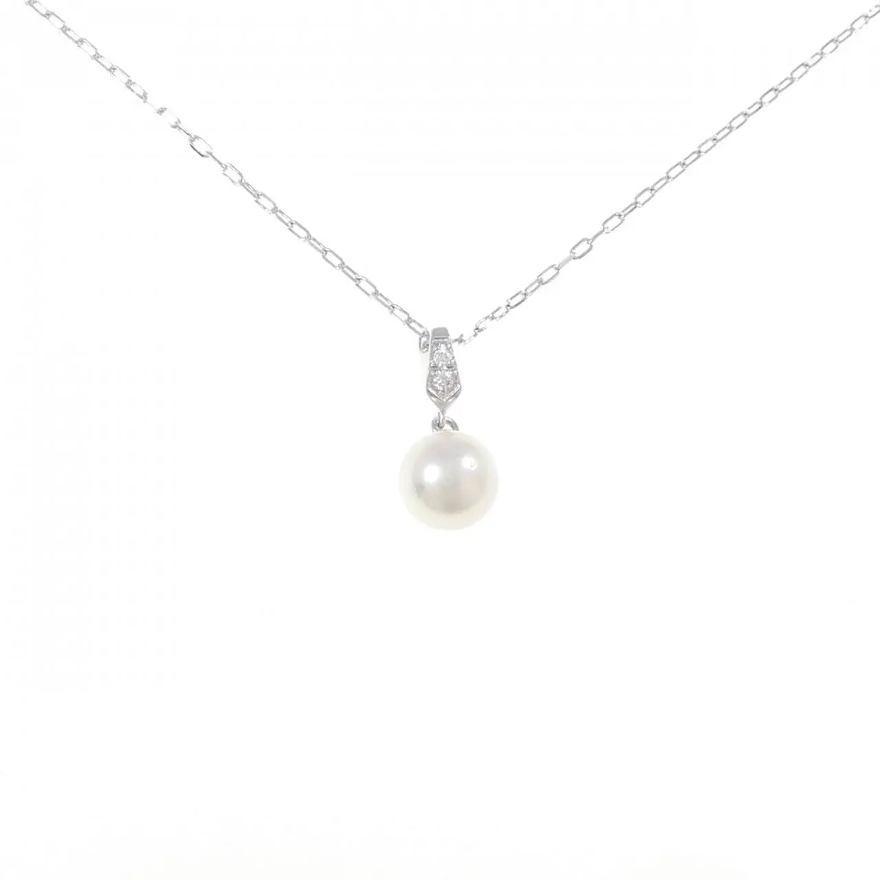 Mikimoto Au750 Akoya Pearl Diamond Necklace
