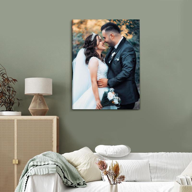 Personalized Custom Canvas Prints Custom Pine Frame Poster Wall Art Turn Photos into Stunning Framed Art Unique Gifts for Couples Friends Bedroom Decor Home Decoration Souvenirs
