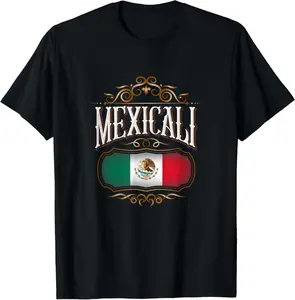 100% Cotton MEXICALI Baja California con bandera de México T-Shirt