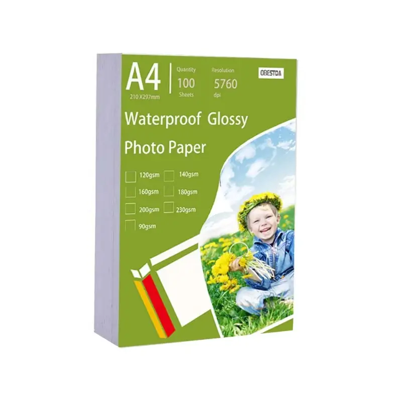 A4 100 Sheets Glossy Photo Paper Printing Paper 8.27 * 11.69 Inch 160gsm 120g High Gloss Quick Dry for Canon Epson HP Color Inkjet Printer