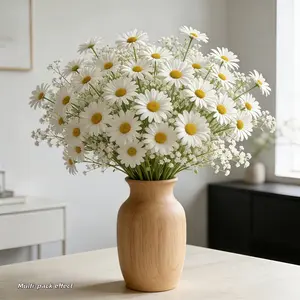 30pcs Artificial Daisy and Baby's Breath Flower Bouquet, Suitable for Home Decor, Living Room and Table Decoration, Realistic and Fade-Resistant, Perfect for Various Occasions