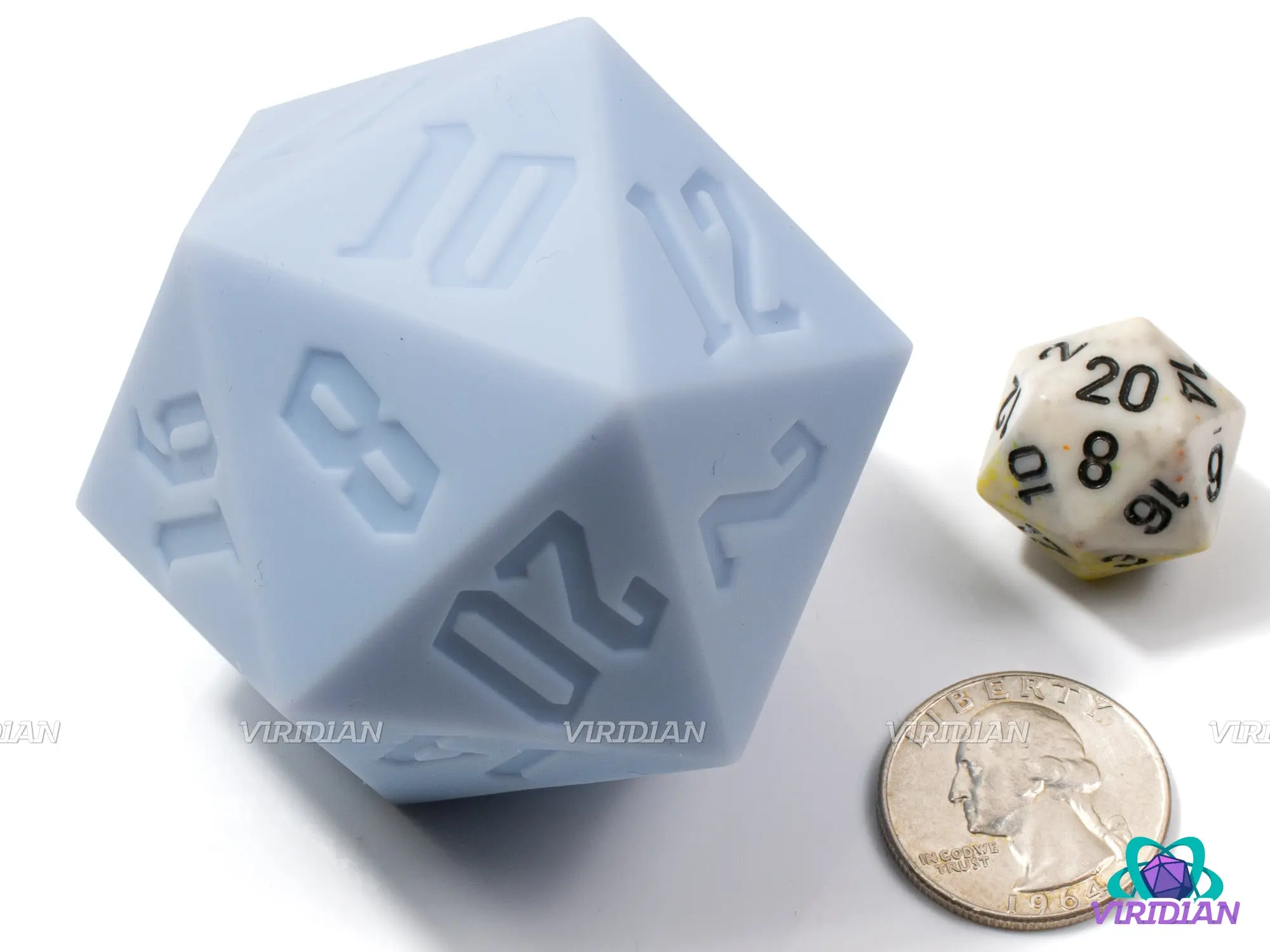 Big Blue Yonder (Silicone) | Light Pastel Blue, 55mm Rubber Silicone, Bouncy | Giant D20 Die (1)