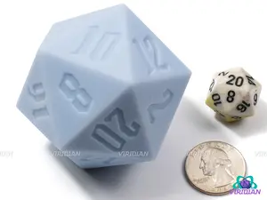 Big Blue Yonder (Silicone) | Light Pastel Blue, 55mm Rubber Silicone, Bouncy | Giant D20 Die (1)