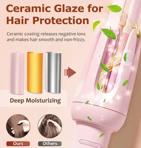 Auto Hair Curler, which is an automatic curling iron equipped with 4 different temperature settings and 3 timer options. It has the function of automatic shut-off and is designed to be anti-scald and anti-tangle. wavytalk negative ion