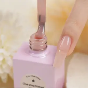 BUBU CANDY-US One Step Gel Nail Polish,15ML One Step Nude,HEMA-Free, Vegan & Non-Toxic, UV/LED Lamp Required, Long-Lasting Over 28 Days,Art Manicure Salon DIY At Home,Quick-Drying DIY Nails Nail Art, Liquid Gel Nails, Manicure Kit
