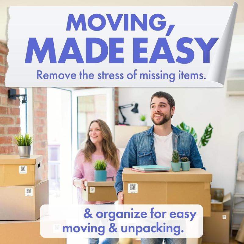 Argosy Durable Weatherproof QR Code Stickers 2x2 Inch 40 Pack USA-Made Smart Labels for Storage Bins Strong Adhesion for Moving Inventory Organization with Free App Included