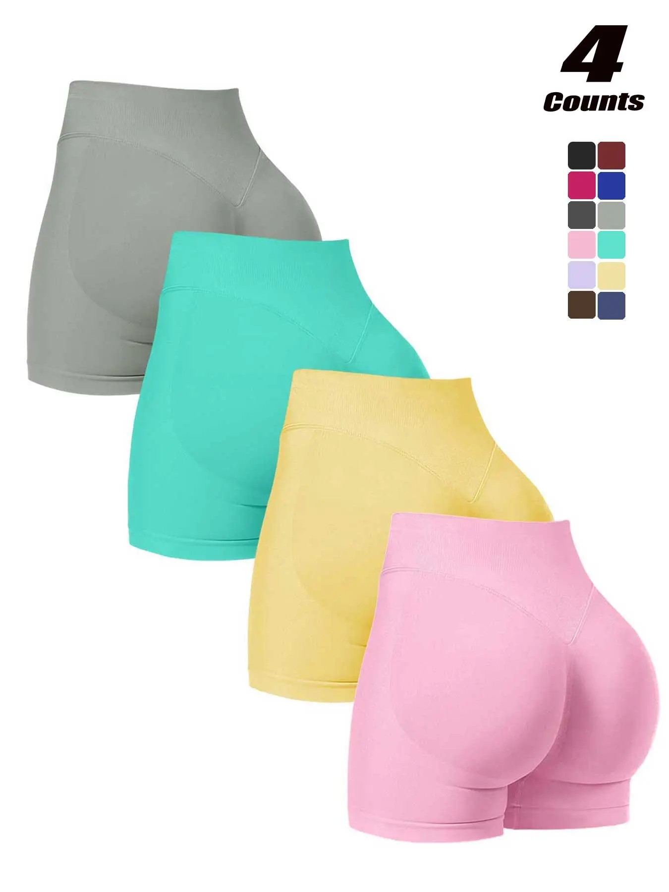 Women's Summer Shorts, Compression Shorts, Moisture-Wicking Quick-Dry High Waist Butt-Lifting Sports Running Yoga Pants, Female Peach Hip Fitness Three-Quarter Shorts, Versatile Use