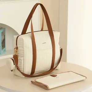 GoBabyMart Plain Quilted Diaper Bag Tote