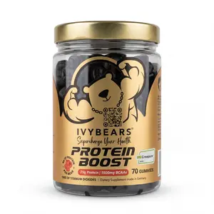 IvyBears® Protein Boost Gummies | 25g Protein + Creapure® Creatine + BCAAs | 70 Gummies