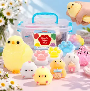 10 Pack Taba Squishies with Toy Box & Cute Stickers, Kawaii Mochi Squishy Stress Relief Toys, Sensory Fidget Toys for Kids 4-8 8-12, Party Favors, Classroom Prizes, Birthday Christmas Gifts for Girls Boys