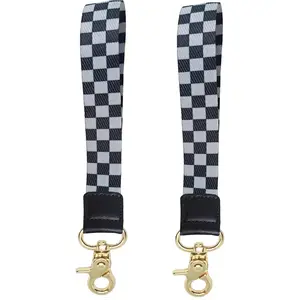 2 count Checkered Black and White Racing , For Race  Themed Key Chain.