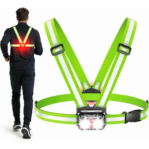 800LM Ultra Bright & 7+2 Modes Running Lights for Runners with Rear Light, 45 °   Beam & 360 °   Reflective Vest, IPX4 Waterproof Reflective Running Vest f
