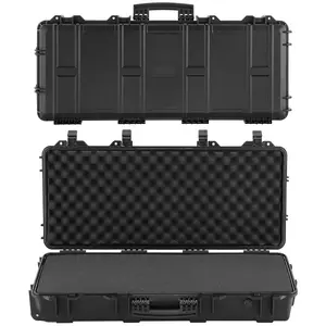 Hard Rifle Case, Lockable Rifle Case With 4 Layers Pre-Cut Foams, 36-Inch Gun Storage With Wheels, IP67 Waterproof And Dustproof Storage Cases For Rifles, Shotguns, Airsoft Guns, Black