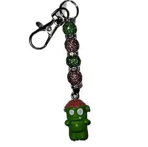 Cute Zombie  - Glitter Bead Design - Cellphone Smartphone Charm - Bag Clip Keychain Accessory - Compact & Convenient - Versatile Use - Fun Accessory