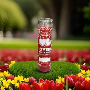 Adam & Eve Lovers Candle Red - Yara de Amor Novena Candle for My Beloved - 8 Inch Candle with Heart Design