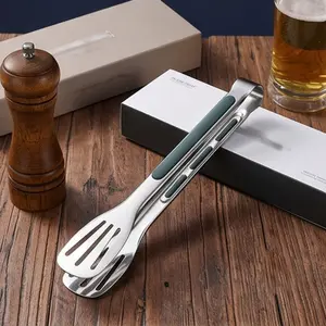 Non-Slip Anti-Scald BBQ Tongs, Heavy Duty Metal Stainless Steel Meat Grilling Tongs, Grilling Tools, Versatile Kitchen Tool Utensils for Cooking, Frying & Serving, Rust-Resistant Food Grade Tongs, Household Essentials, Camping Essentials
