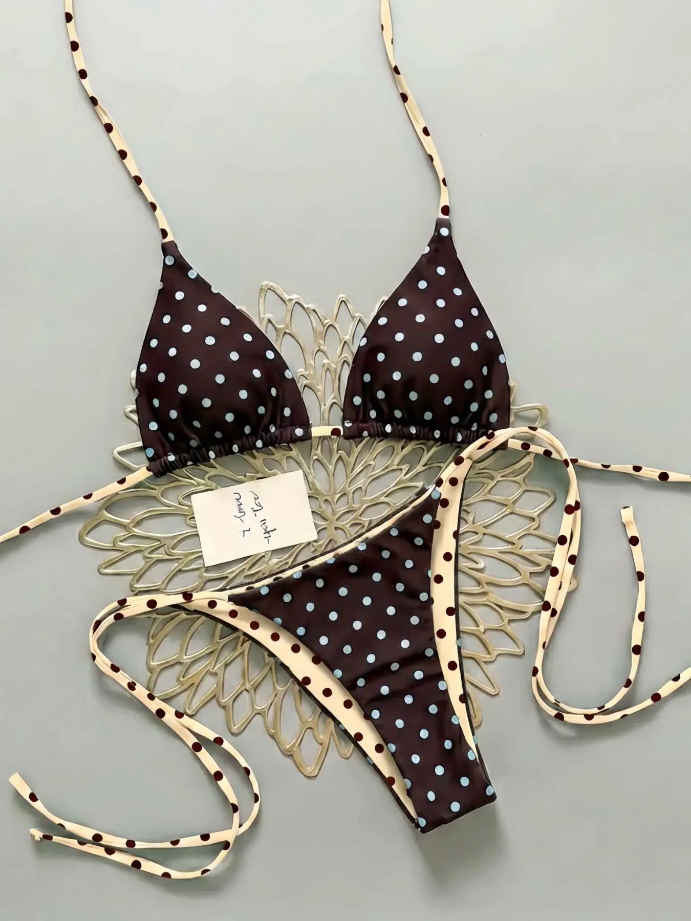 Women's Two-Piece Vintage Polka Dot High Waisted Swimsuits Summer Bikini Set, High-Waisted Tie-Side Design Swimwear for Beach Pool Cruise Party