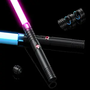 MAMXUAN,Light Sword, LED Light Sword in 15 RGB Colors, Light Sword in 3 Modes, Light Sword with Connector, Light Sword for Duel, Light Sword Toys for Adults and Children, 2-Pack (Black)