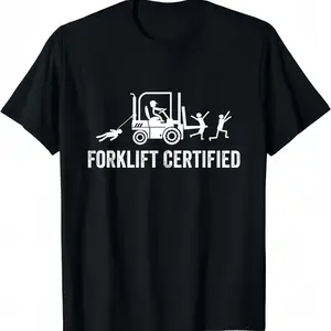 Forklift Certified T-Shirt, Funny Warehouse Meme Graphic Tee, Distressed Text Cotton Top, Humorous Forklift Operator Streetwear, Novelty Gift for Warehouse Workers & Meme Fans