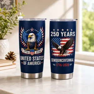 USA 250 Year Celebration Tumbler, American Eagle Stainless Steel Cup, Patriotic Travel Mug, Freedom Heritage Gift