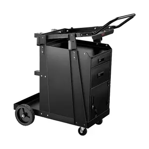 VEVOR Welding Cart, 2 Drawers Welder Cart Heavy Duty with Anti-Theft Lockable Cabinet, 350LBS Static Weight Capacity, 360 Swivel Wheels, Tank Storage Safety Chains for MIG TIG Welder, Plasma Cutter