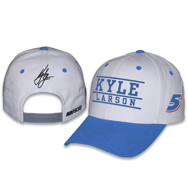 Checkered Flag Sports Kyle Larson #5 NASCAR 2025 Adult Throwback Cotton Twill Snapback White Hat
