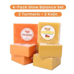 Forever Bath Glow Balance Soap Set Turmeric & Koji Brightening Bars 4-Pack for Radiant Skin Care