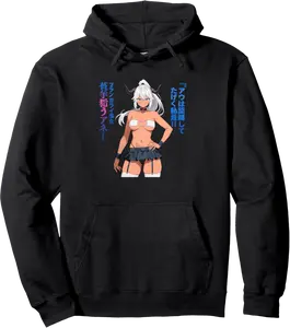 Waifu Sexy Anime Girl Horns Bandage Bra Japanese Manga Style Pullover Hoodie - Gabriellef Shop 98B0F21PYNLM