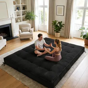 Winzoo Futon Mattress 8" Extra Thick Corduroy Sofa Bed with Straps Shredded Foam Filling for Adults Roll Up Folding Comfortable Breathable Premium Support Upholstered Soft Couch