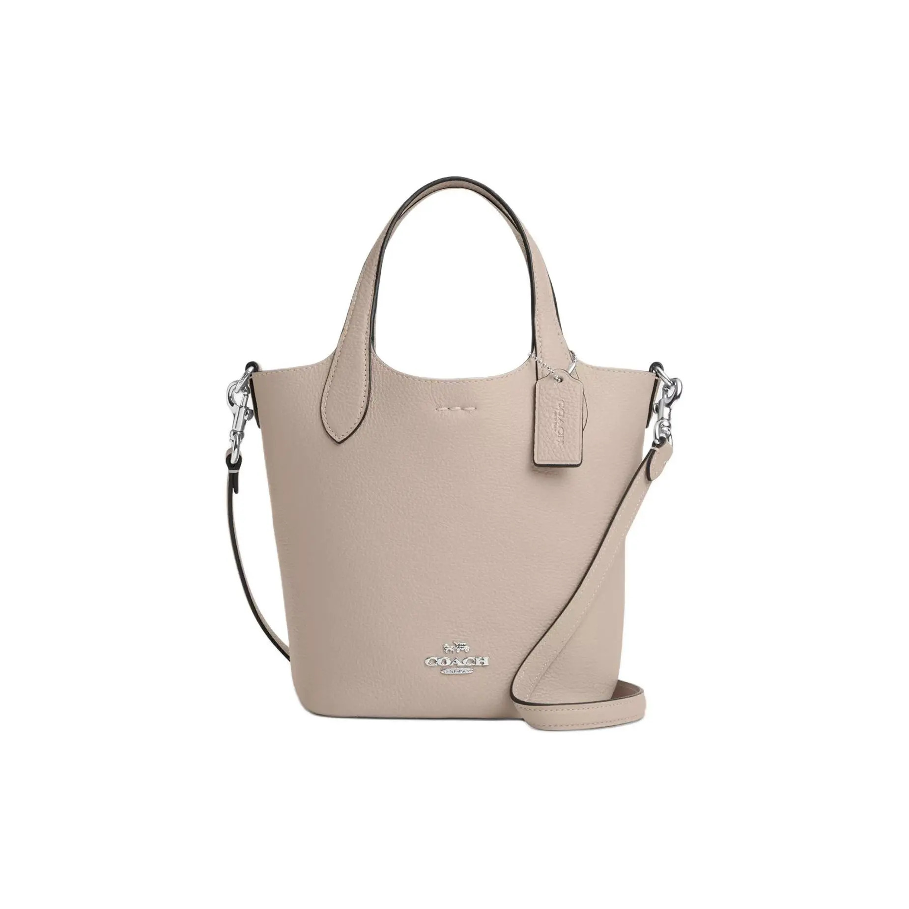 COACH Hanna 18 Magnetic Snap Dual-Leather Bucket Bag in Beige for Women