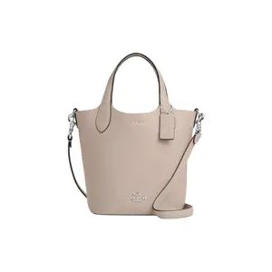 COACH Hanna 18 Magnetic Closure Double-Sided Leather Bucket Bag for Women in Beige