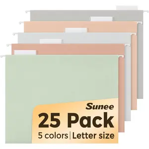 25 Count Hanging File Folders, Pastel Colors, Letter Size with 1/5-cut Tabs, Designed for Bulky Files, Filing Cabinets and Medical Charts