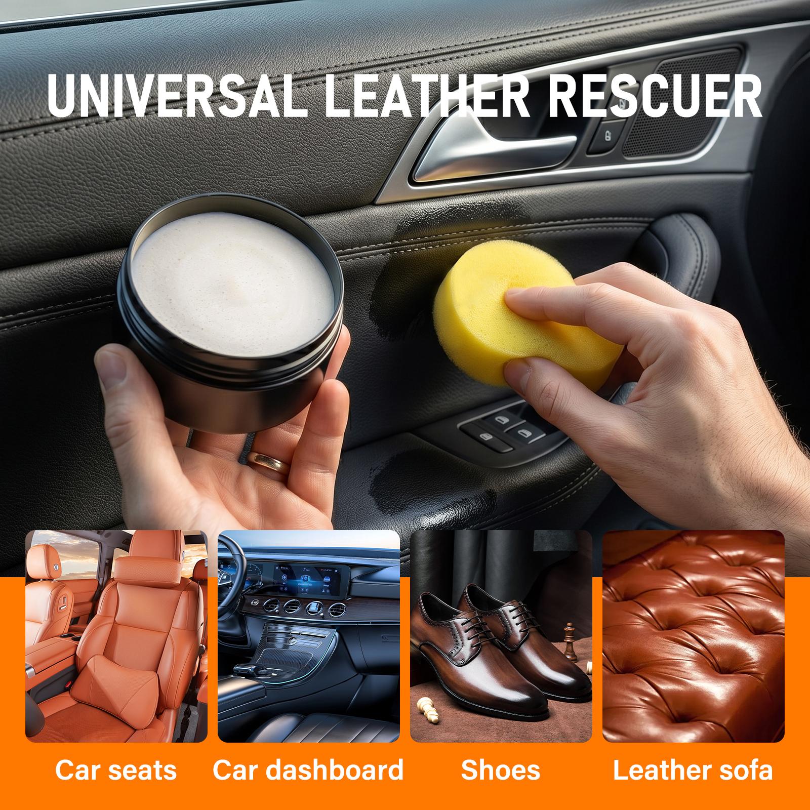 EcoPure Lab 3-in-1 Premium Leather Restorer & Cleaner - Waterless Car Interior & Couch Repair Cream - Mess-Free Sponge Applicator for Boots & Vinyl - Quick-Drying, Professional Grade & Eco-Safe