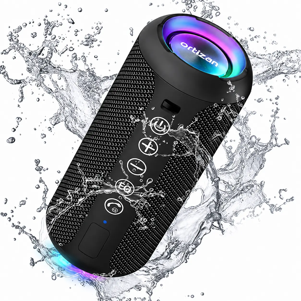 Ortizan Rechargeable Wireless Speaker - IPX7 Waterproof, 24W Stereo, HD Noise Reduction, Stereo Pairing, 30H Playtime, USB-C, LED Light, Excellent Sound Performance, for Smartphones/Tablets, Campfire/BBQ Party Use, Gift Ideas for Music Lovers