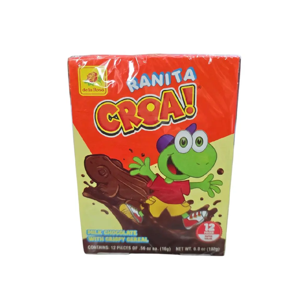 De La Rosa Ranita Groa! 12 pieces  Milk Chocolate  With Crispy   Cereal Net wt 6.8-oz