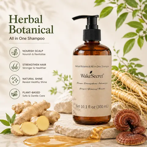 WakeSecret Ginseng & Ginger Traditional Blend Gentle Haircare Shampoo - Anti-Hair Loss, Root Strengthening, Weightless Volumizing, Oil Control, Dandruff Care - For Thinning Hair - 10.1 fl oz, Contains Neither