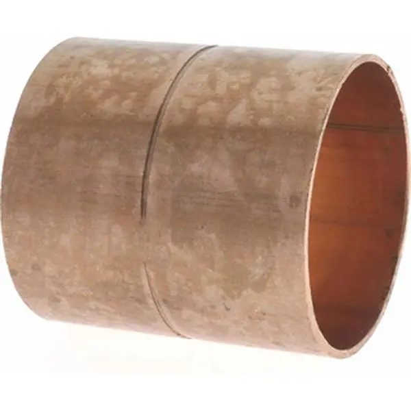 Mueller Industries 3 in Wrot Copper Pipe Coupling - C x C Solder Joint, Rolled Stop, Model W 01092, 3 Inches
