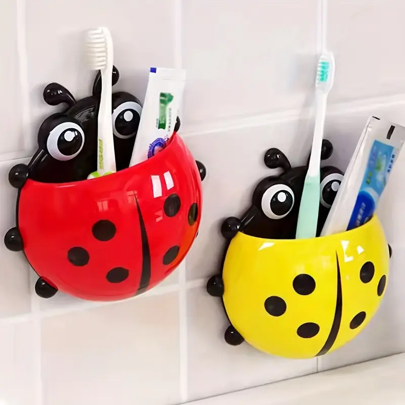 1pc Adorable Ladybug Toothbrush Holder - No Drilling Required, Wall-Mounted Suction Storage Rack