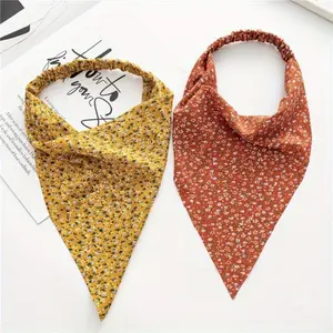 2pcs Boho Floral Headband - Chiffon Elastic Triangular Hair Scarf for Women and Girls - Stylish Hair Accessory for Any Occasion
