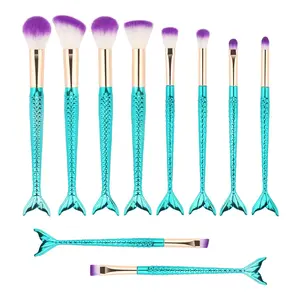 Makeup Brushes, 10PCs Professional Premium Makeup Brush Set Foundation Powder Eyeshadows Blending Blush Skin Care Products Brushes (Blue)