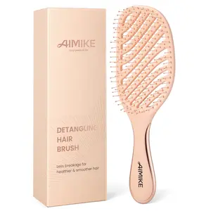 AIMIKE Rose Luxe Vented Detangler Brush, Pain-Free Detangling Brush with FlexGlide Bristles, Effortlessly Remove Knots and Smooth Hair - Wet Dry Hairbrush for Women Girls - Pink