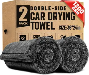 Microfiber Towels for , 2 Pack 1200GSM  Drying Towel(24x 36), Dual Sided Drying Towels  Detailing, Ultra Absorbent  Cleaning Towel, No Streak, No Scratch, No Water Spots