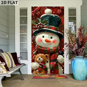 1 Count 2D FLAT Snowman Hanging Banner, Christmas Flag  New Year Flag Christmas Decoration Colorful Christmas Banner For Family Gathering Holiday, Winter Party Accessory | Holiday themed Decor | Quality Festive Print, Outdoor Decorations