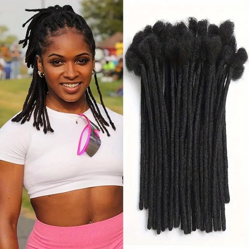 Hot Wholesale 60 Strands Handmade Permanent Loc Extensions Human Hair 6-8 Inch 0.6cm Width 1B Dark Brown Dreadlock Extensions for Black Individuals - Unisex, Dyed, Bleached, Curled, Twisted, Colored Hair Extensions, Style Variety, Textured Hairstyle, Natu