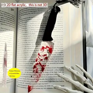 Acrylic Blood Knife Transparent Bookmark, Trendy Tassel Design, Creative Bookmarks for Novel Readers, No Battery Needed