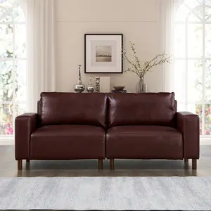 78.5" Big Loveseat for Living Room,Apartment,Upholstered Breathable Faux Leather PU Couch,Loveseat Burgundy