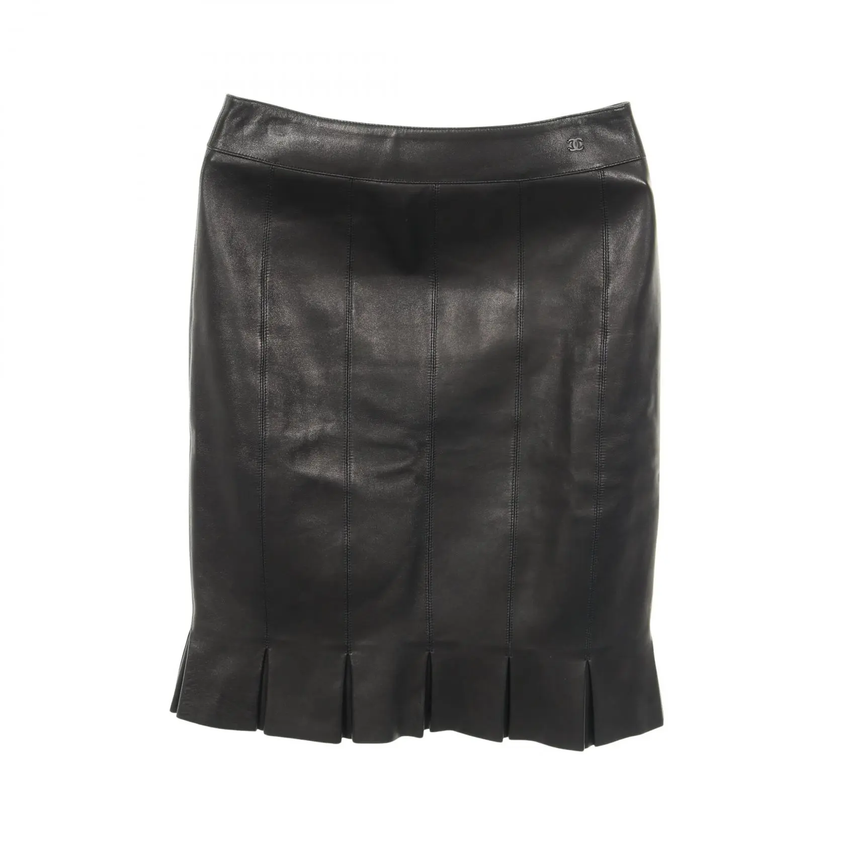 Pre-owned CHANEL Lambskin Small Leather Goods Coco Mark Skirt